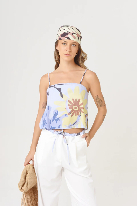 Top Carmen Mucho Mucho Celeste - comprar online