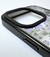 Funda para iPhone 15 Pro Max con diseño floral en tonos lilas sobre fondo transparente.