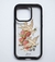 Funda para iPhone 15 Pro Max con diseño de palomas y flores sobre fondo transparente.