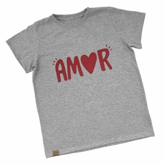 Remera AMOR gris melange adulto - Pequeño amor