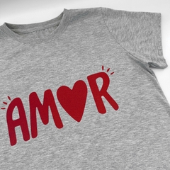 Remera AMOR gris melange adulto - tienda online