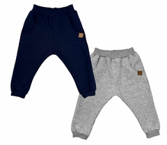 EL DUO DINÁMICO jogger frisa MARINO - GRIS MELANGE - comprar online