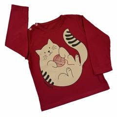 Remera GATITO bordó - comprar online
