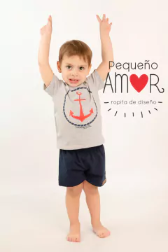 Remera ANCLA GRANDE gris melange en internet