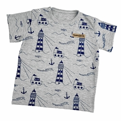 Remera gris melange FAROS azules
