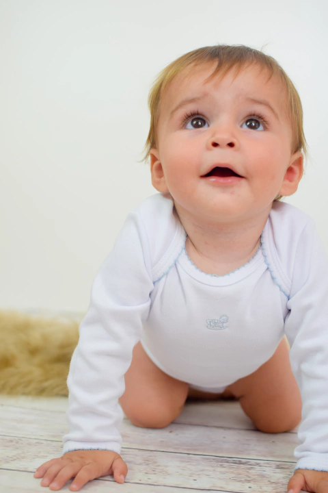 Body con picot Blanco con Celeste