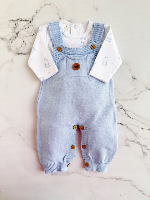 Conjunto Enterito Tejido Celeste y Body Conejos Celeste - comprar online
