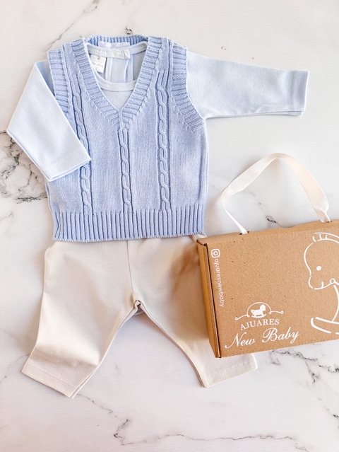 Conjunto Chalequito Indi Celeste - comprar online