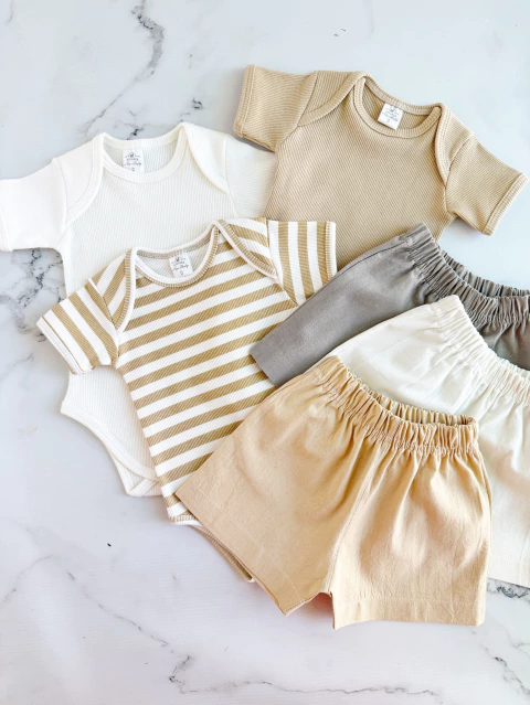 Pack 3 Body Morley + 3 Short Tusor Camel - comprar online