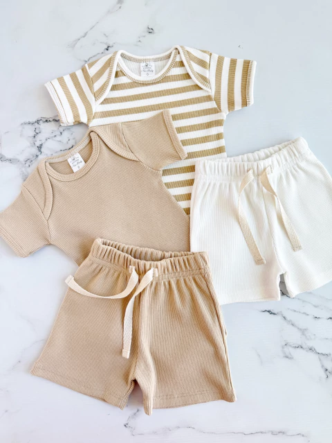 Pack 2 Body + 2 Short Morley Rayado Camel - comprar online