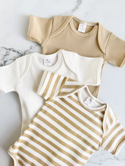 Pack 3 Bodys Morley M/C Rayado Camel - comprar online