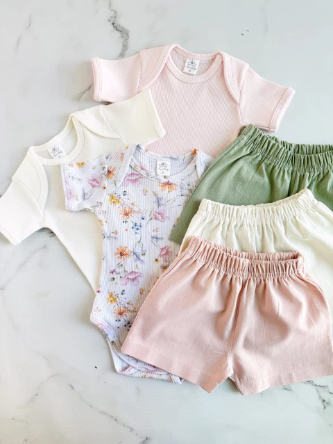 Pack 3 Body Morley + 3 Short Tusor Margarita - comprar online