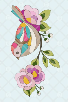 ALFOMBRA PAJARO | TELA ESTAMPADA PARA BORDAR 60x40 cm