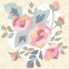 TELA ESTAMPADA DISEÑO ROSAS | FORMATO 40x40 CM - comprar online