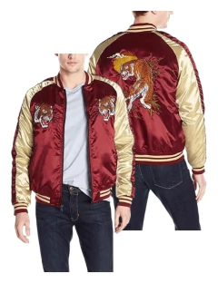 Wt02 Tiger Embroid Souvenir Sukajan Bomber Baseball Jacket - LoDeJim