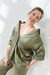 Camisa amplia en puro Lino color Safari. Talle U. -