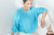 Sweater "Crop Style" punto ingles en Algodon. Turquesa. - comprar online