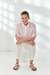 Camisa amplia en puro Lino color Rosado. Talle U.