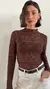 Polera Manga Larga Encaje Chocolate - comprar online