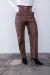 Pantalón Recortes Eco Cuero Chocolate