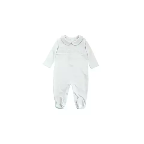 Enterito pima smock bordado a mano, Blanco