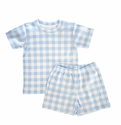 Pijama pima pata corta, Vichy Celeste