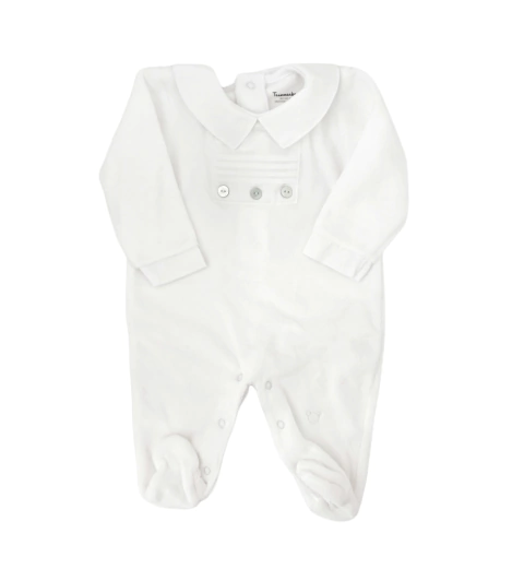 Enterito Plush Alforzas Botón Blanco