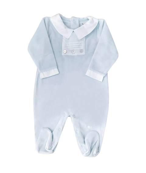 Enterito Plush Alforzas Botón Celeste - comprar online