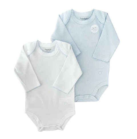 Pack Bodies algodón pima peruano Pintitas, Celeste y Blanco - comprar online