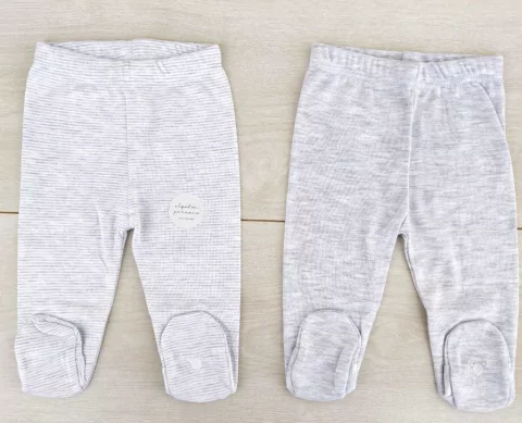 Pack X2 Ranitas de Algodón Mil Rayas Gris y Gris Melange