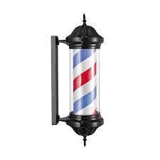 POLO * FAROL GIRATORIO NEGRO 67 x 31 cm. CON LUZ PÁRA DECORACION PARA BARBERIA / PELUQUERIA MARCA EUROSTIL MODELO 04578