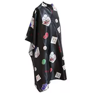 PEINADOR * CAPA DE CORTE DE TELA ESTAMPADA BARBERIA MODELO POKER 3032 CON BOTONES
