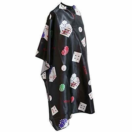 PEINADOR * CAPA DE CORTE DE TELA ESTAMPADA BARBERIA MODELO POKER 3032 CON BOTONES