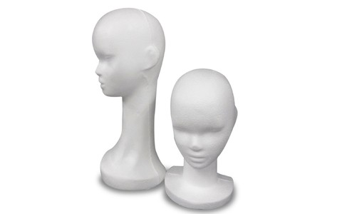 CABEZA MANIQUI DE TELGOPOR CORTA * MIDE APROXIMADAMENTE 30 cm. Alto x 17 cm.