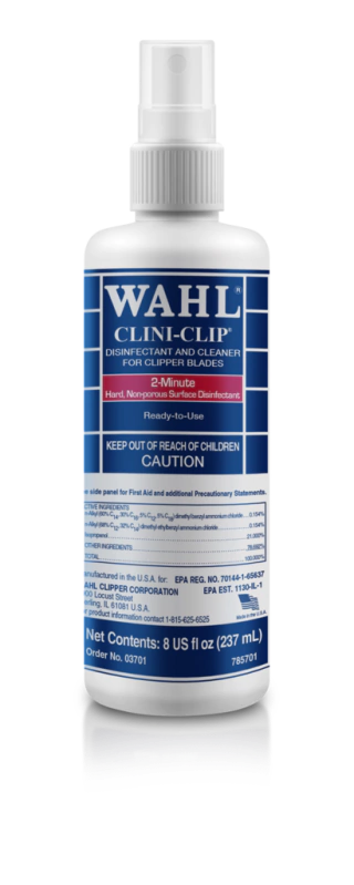 SPRAY DESINFECTANTE Y LIMPIADOR MARCA WAHL CLINI CLIP POR 237 ml.
