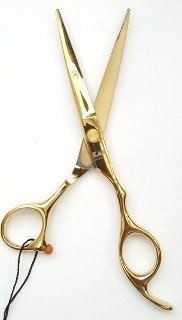 KIT 2 TIJERAS PROFESIONALES DECORADAS DORADAS DE CORTE FILO NAVAJA + PULIR DE 5,5 PULGADAS + PORTATIJERAS DE CUERINA AN841D (SA) - comprar online