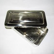 CAJA DE ACERO INOXIDABLE CHICA DE 17 x 7 x 3 cm. * CIRUGIA PODOLOGIA PEDICURIA MANICURIA - tienda online