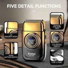 AFEITADORA SHAVER INALAMBRICA RECARGABLE USB MARCA KEMEI MODELO KM-T228 CON 7500RPM