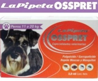 PIPETA PARA PERROS DE 21 A 40 Kg MARCA OSSPRET PULGICIDA GARRAPATICIDA REPELENTE DE MOSCAS Y MOSQUITOS en internet