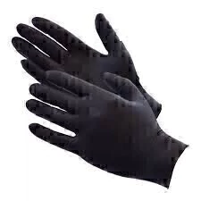 GUANTES NEGROS DE NITRILO POR 100 UNIDADES (50 PARES) PARA ALISADOS, PELUQUERIA, TATUAJES, ETC.