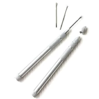 Aguja metalica para colocación de microrings para Extensiones Cortinas Rastas