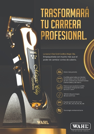 CORTADORA PROFESIONAL MARCA WAHL MODELO MAGIC CLIP GOLD CORDLESS INALAMBRICA SERIE 5 STAR + ACCESORIOS