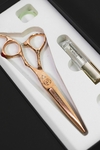 TIJERA V-108 DE 5,5" MARCA VIGGO RUBI GOLD FILO NAVAJA ACERO 440C + ESTUCHE