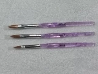 SET DE 3 PINCELES DIFERENTES SIMIL KOLINSKY NUMERO 6 + 8 + 10 PARA CONSTRUCCION DE UÑAS ACRILICAS