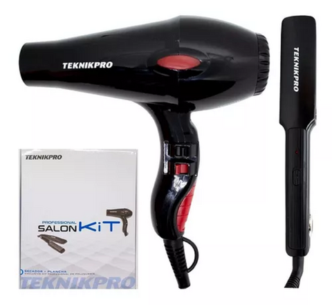 KIT SALON SECADOR + PLANCHA PROFESIONAL MARCA TEKNIKPRO (TK)