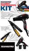 KIT STUDENT SECADOR + PLANCHA PROFESIONAL MARCA TEKNIKPRO (TK) - TODOPELUQUERIAS