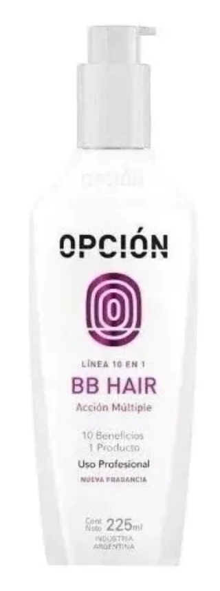 BB. HAIR ACCION MULTIPLE 10 EN 1, RESTRUCTURADOR SIN ENJUAGUE POR 200 cc MARCA OPCION