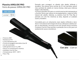 PLANCHA PROFESIONAL MARCA EUROSTIL MODELO AIRGLIDE 09359 - comprar online
