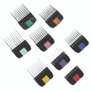 8 PEINES GUIA METALICOS MARCA OVEJA NEGRA COMPATIBLES CON OSTER GOLDEN A5 ó A6, ANDIS AGCB, WAHL ROMEO Y OTRAS