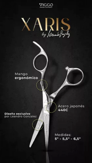TIJERA V-120 DE 5,5" MARCA VIGGO XARIS FILO NAVAJA ACERO 440C + ESTUCHE - comprar online
